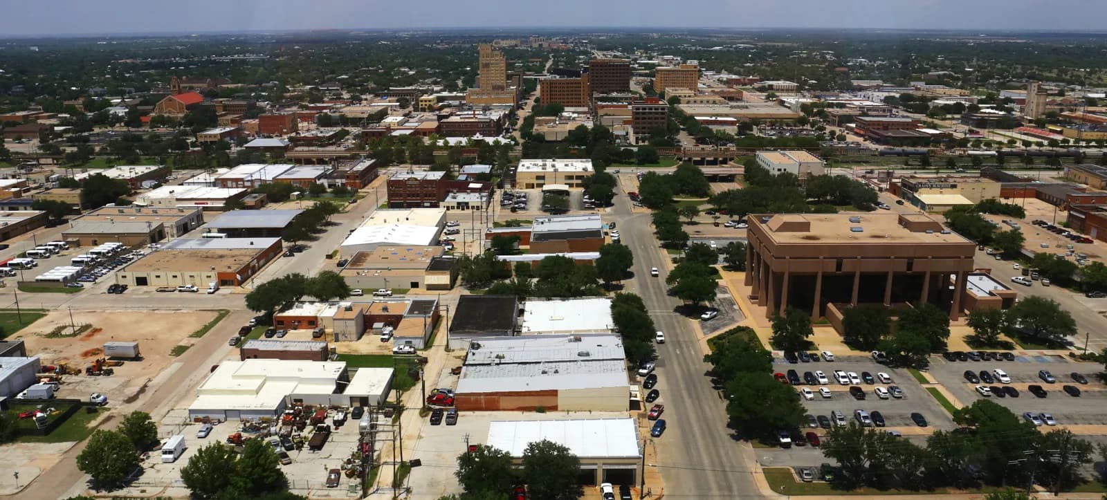 Aerial view over Abilene, Texas, from a tall downtown building